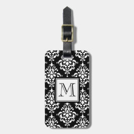 ETIQUETA PARA MALETAS VINTAGE BLACK DAMASKE TU MONOGRAMA