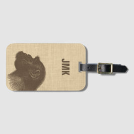 Etiqueta Para Maletas Vintage Chimpanzee Illustration Personalized