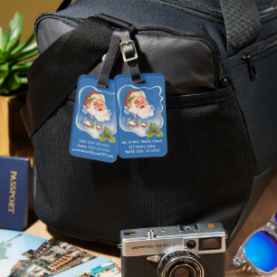 Etiqueta Para Maletas Vintage Christmas, Retro Jolly Santa Claus