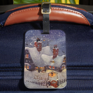 Etiqueta Para Maletas Vintage Christmas, Santa Claus Workshop North Pole