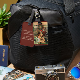 Etiqueta Para Maletas Vintage Christmas, victoriano Santa Claus Children