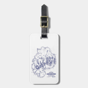 Etiqueta Para Maletas Vintage Estilizado Monte Desert Island MN Mapa Azu