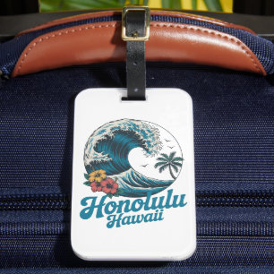 Etiqueta Para Maletas Vintage Minimal Honolulu Hawái Aloha Viajes