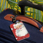 Etiqueta Para Maletas Vintage Navidad Santa Claus, jolly y Winking<br><div class="desc">Diseño de vacaciones de Navidades de ilustracion de época con un feliz y alegre Santa Claus usando un gorra y guiñando el ojo como si tuviera un secreto. Ho,  ho,  ho,  ¡Feliz Navidad!</div>