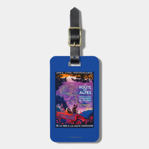 Etiqueta Para Maletas Vintage PosterEurope del DES Alpes de la ruta del