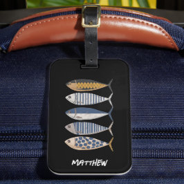 Etiqueta Para Maletas Vintage Retro Molestias Sardina,Personalizado Pesc