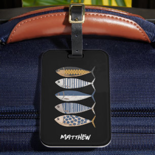 Etiqueta Para Maletas Vintage Retro Molestias Sardina,Personalizado Pesc