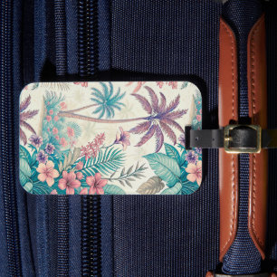 Etiqueta Para Maletas Vintage Retro Tropical Palm Tree & Floral Garden