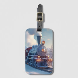 Etiqueta Para Maletas Vintage Steam Train Winscape Snow Mountain