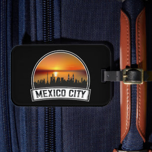 Etiqueta Para Maletas Vintage Sunset Cityscape