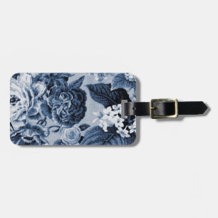 Etiqueta Para Maletas Vintage Toile floral botánico No.1 de los azules