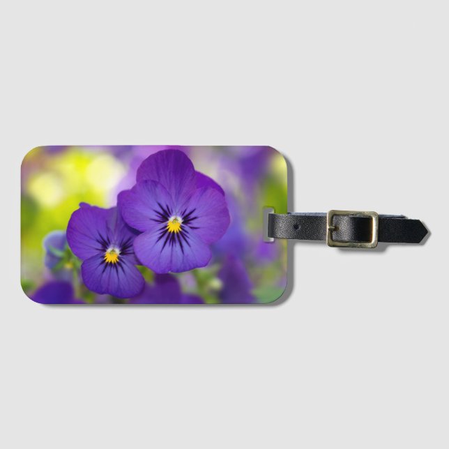 Etiqueta Para Maletas Violas púrpuras (Anverso horizontal)