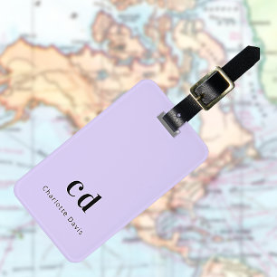 Etiqueta Para Maletas Violet lavender nombre elegantes iniciales moderna