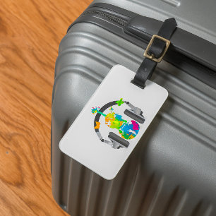 Etiqueta Para Maletas Violín abstracto con audífonos y arte musical