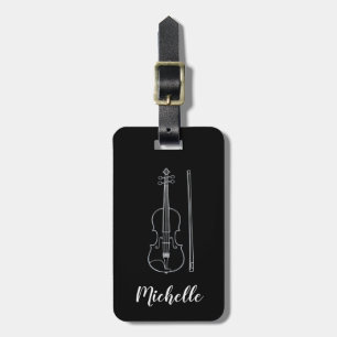 Etiqueta Para Maletas Violín Profesional Negro Blanco