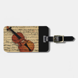 Etiqueta Para Maletas Violin Vintage Music
