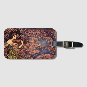 Etiqueta Para Maletas Violinista Art Nouveau entre flores – Floral antig