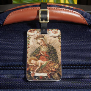 Etiqueta Para Maletas Virgen Adorando al Niño Jesús de la Escuela Cuzque
