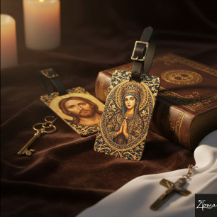 Etiqueta Para Maletas Virgen María Reverencia Dorada