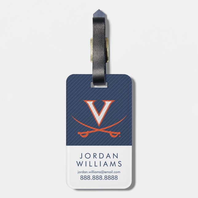 Etiqueta Para Maletas Virginia Cavaliers Carbon Fiber (Atrás Vertical)