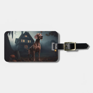 Etiqueta Para Maletas Vizsla de Halloween Espantoso