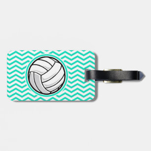 Etiqueta Para Maletas Voleibol; Aqua Green Chevron