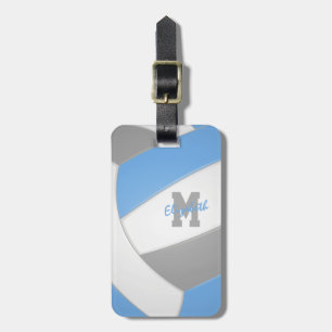 Etiqueta Para Maletas voleibol monogramado blanco gris azul