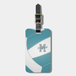 Etiqueta Para Maletas Voleibol monogramado blanco verde azulado