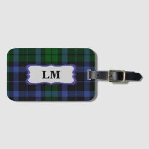 Etiqueta Para Maletas Wallace Tartan Blue & Green Bag Tag Biz Card Slot