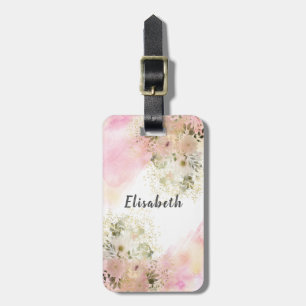 Etiqueta Para Maletas Watercolor Cute girly boho floral personalizado Lu