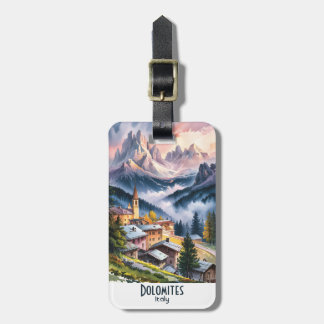 Etiqueta Para Maletas Watercolor Dolomites Italy Alps Mountains Custom
