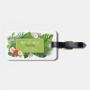 Etiqueta Para Maletas Watercolor Tropical Mr. & Mrs. Green ID577