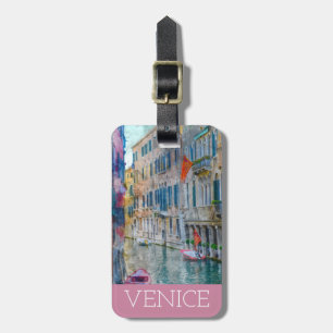 Etiqueta Para Maletas Watercolor Venecia Italia Gondola