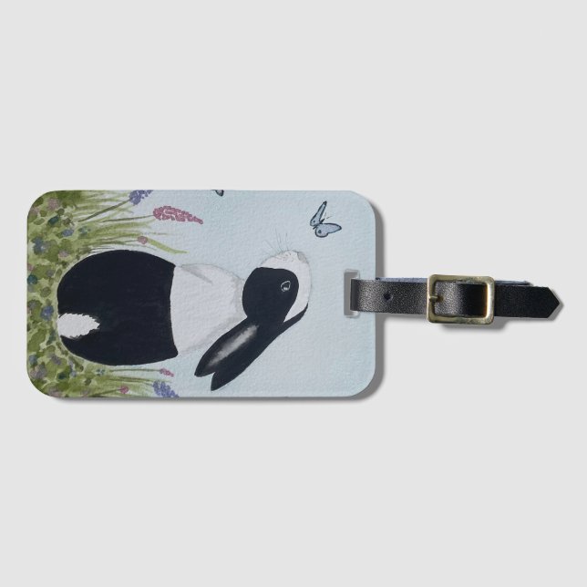 Etiqueta Para Maletas Watercolour Dutch Bunny Rabbit (Anverso horizontal)