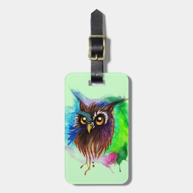 Etiqueta Para Maletas Watery Wood Owl (Frente Vertical)