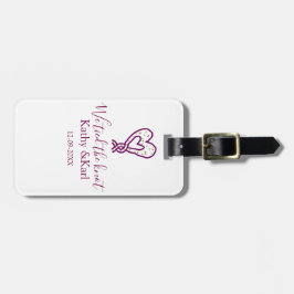 Etiqueta Para Maletas We tied the knot pink heart knots name date romant