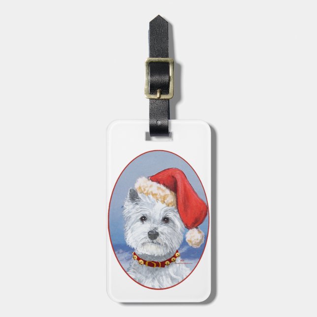 Etiqueta Para Maletas Westie Santas Helper (Frente Vertical)