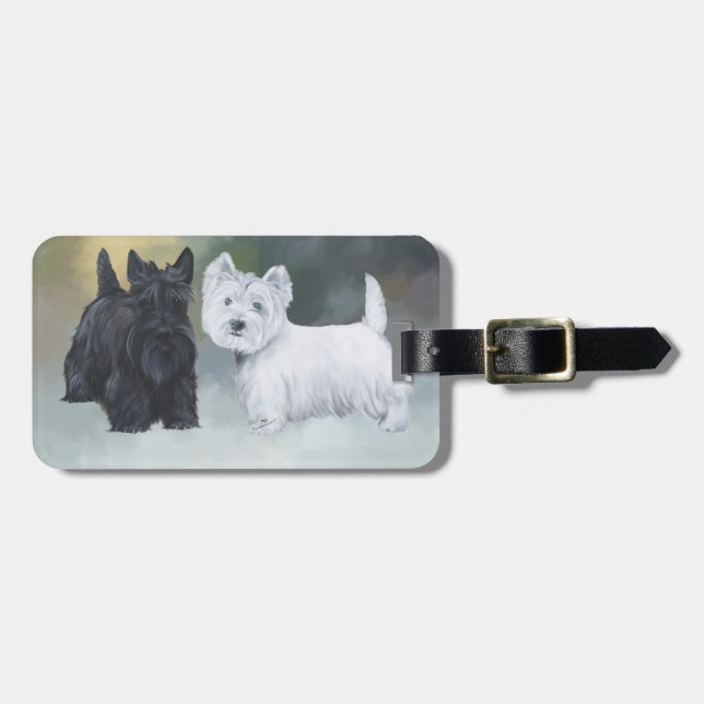 Etiqueta Para Maletas Westie Scottie Invierno (Frente Horizontal)