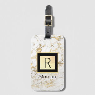 Etiqueta Para Maletas Wh/Gold Marble Blk/Gold Box, DIY Blk Name Monogram