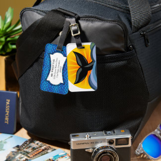 Etiqueta Para Maletas Whale Tail Ocean Waves Sunburst Personalizado