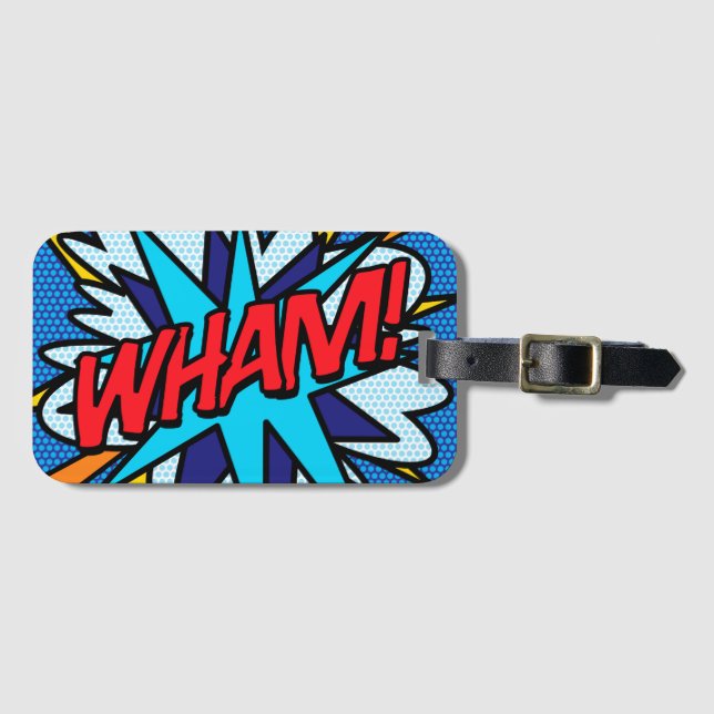Etiqueta Para Maletas WHAM Fun Retro Libro Pop Art (Anverso horizontal)