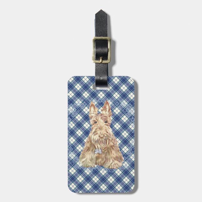 Etiqueta Para Maletas Wheaten Scottie Tartan (Frente Vertical)