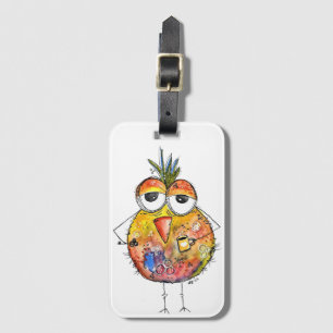 Etiqueta Para Maletas Whimsical Colorful Bird Bebe Café