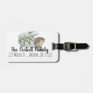 Etiqueta Para Maletas Whimsical Hedgehog Family Personalizable