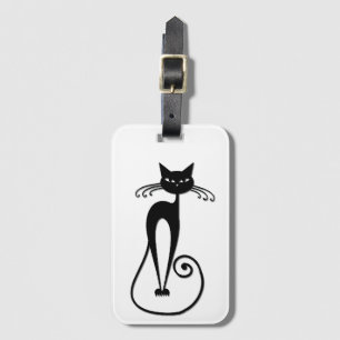 Etiqueta Para Maletas Whimsical Skinny Black Cat