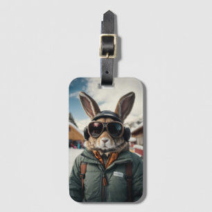 Etiqueta Para Maletas Whimsical Snowboarding Bunny