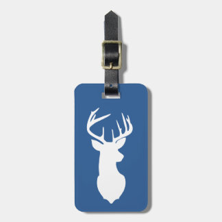 Etiqueta Para Maletas White Deer Buck Hunter Navy Blue White Personaliza