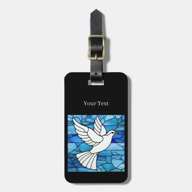 Etiqueta Para Maletas White Dove on Stained Glass (Frente Vertical)