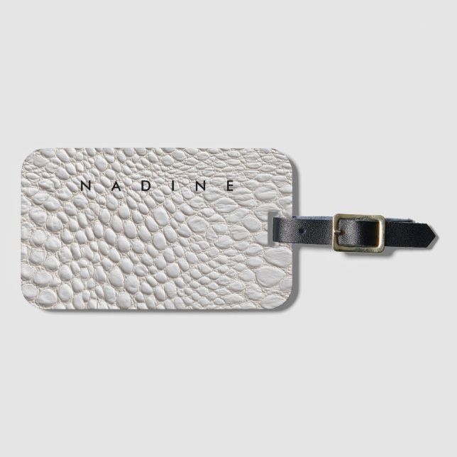 Etiqueta Para Maletas White leather  texture (Anverso horizontal)