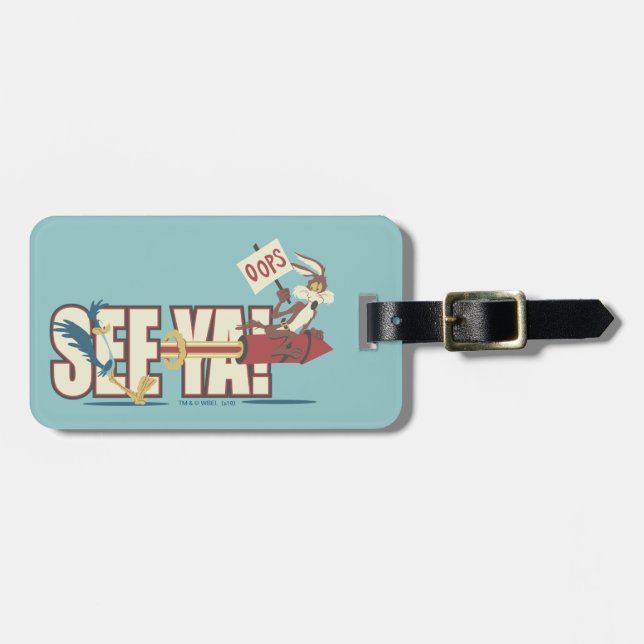 Etiqueta Para Maletas WILE E. COYOTE™ Rocketing Past ROAD RUNNER™ (Frente Horizontal)